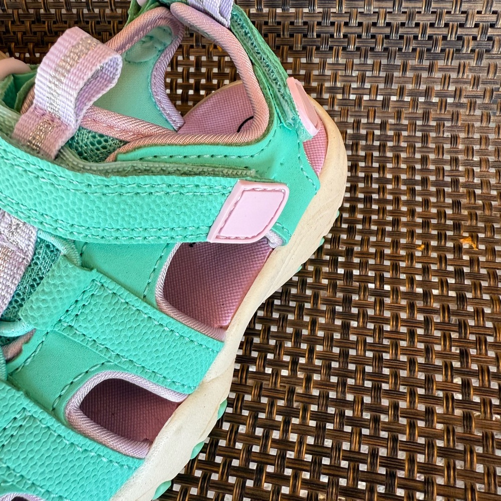 Cat & Jack Green and Pink Sandals Lightweight Comfort - Picture 3 of 6